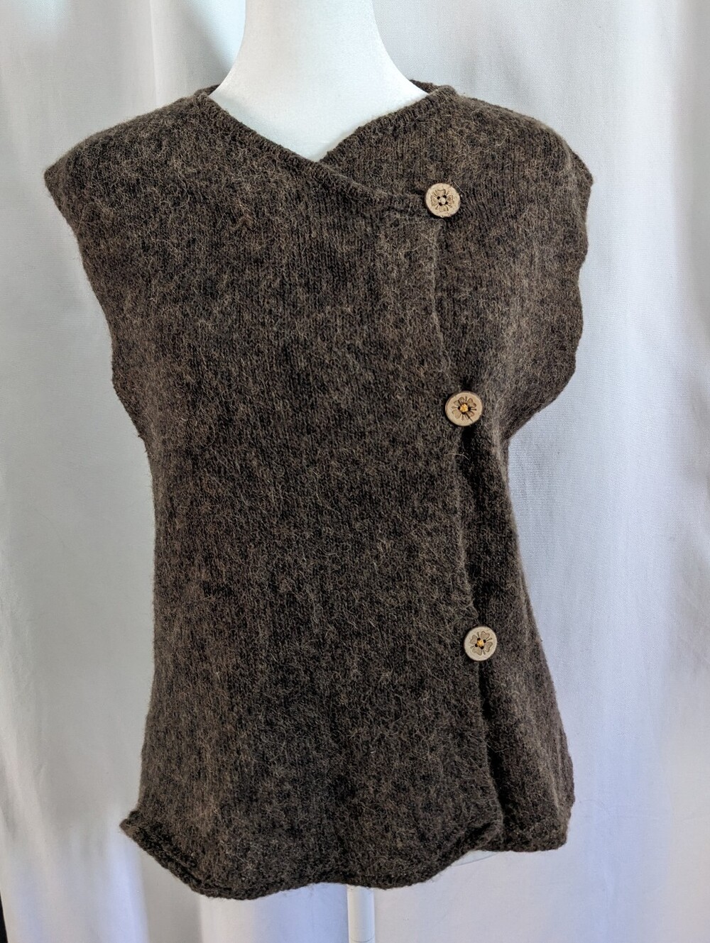 Gudrun Sjoden Women's Alpaca Cotton Knit Vest Chocolate Brown Small